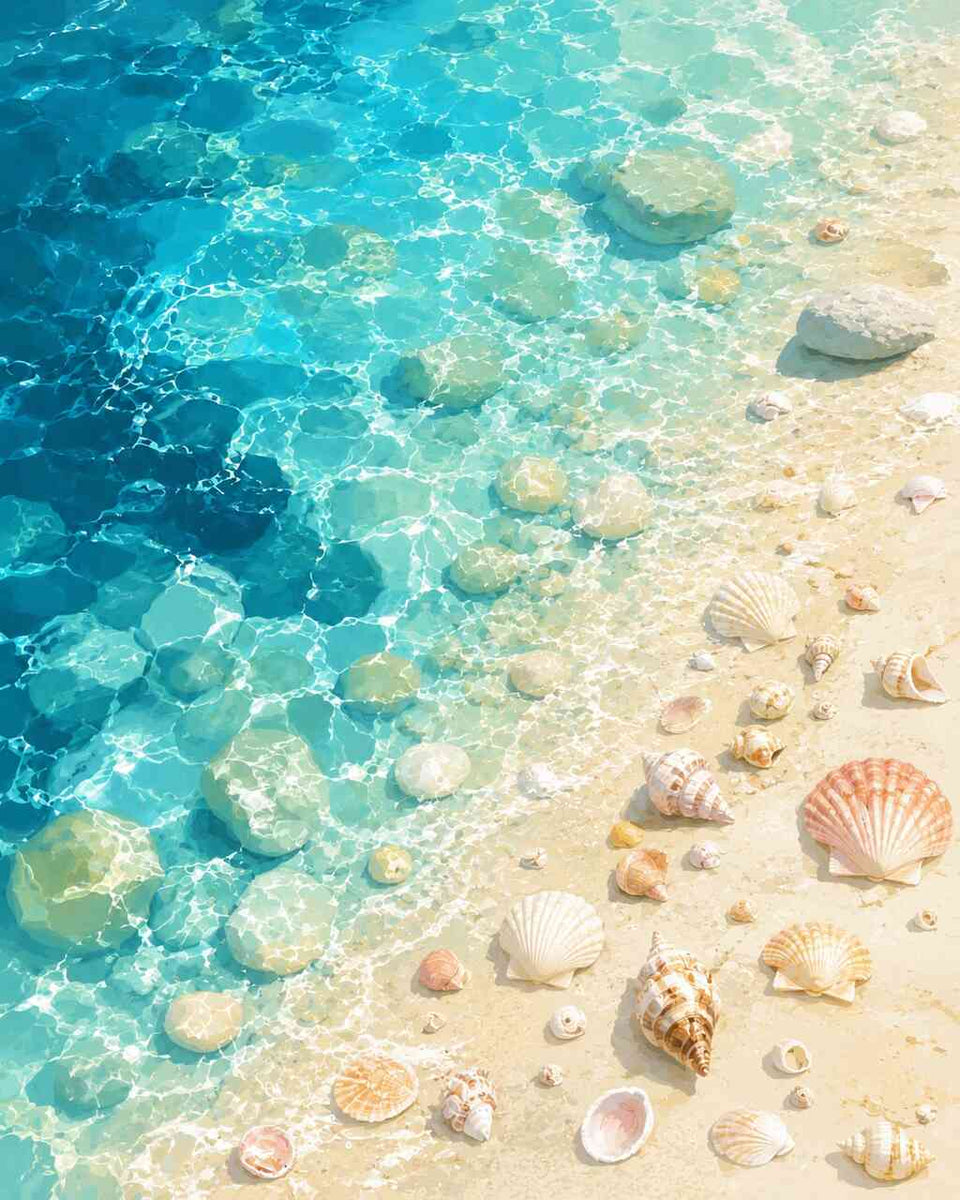 Malen nach Zahlen - Muscheln im Sonnenlicht