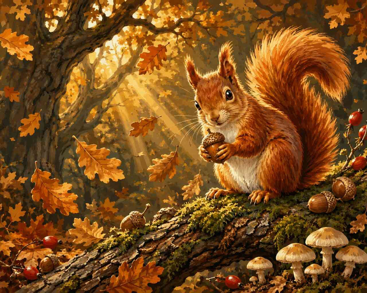 Malen nach Zahlen - Eichhörnchen im Wald