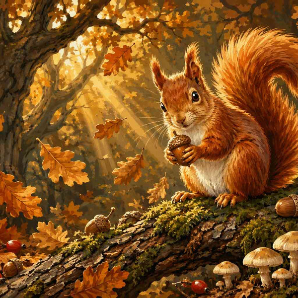 Malen nach Zahlen - Eichhörnchen im Wald