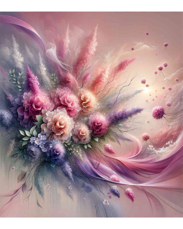 Malen nach Zahlen - Rosa Lila BlumenStrauß