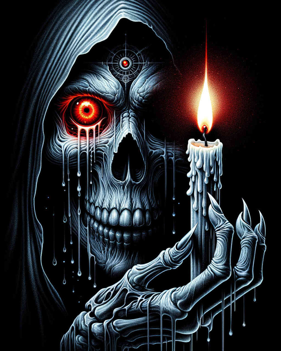 Malen nach Zahlen - Totenkopf Kerze