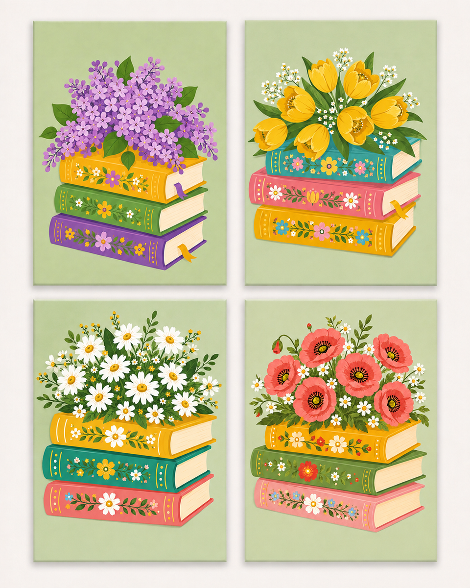 Blumenbücher 4er SET - Mini Malen nach Zahlen