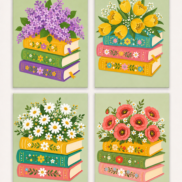 Blumenbücher 4er SET - Mini Malen nach Zahlen