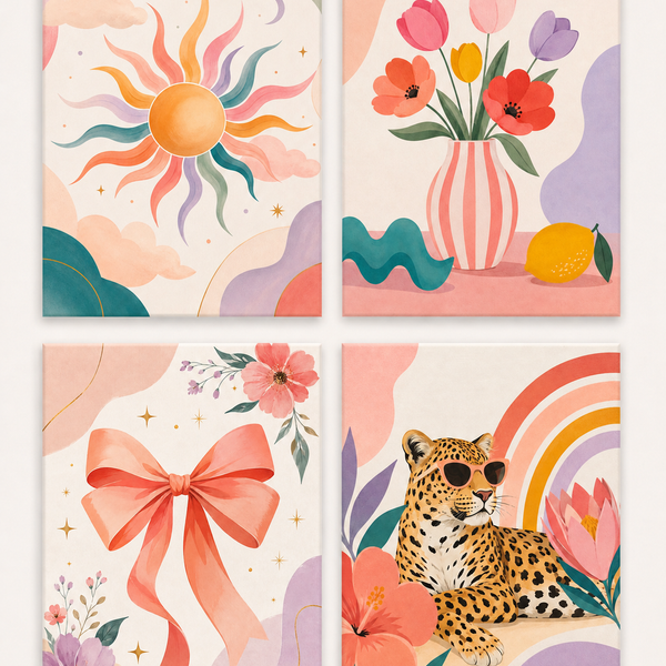 Colorful Happiness 4er SET - Mini Malen nach Zahlen