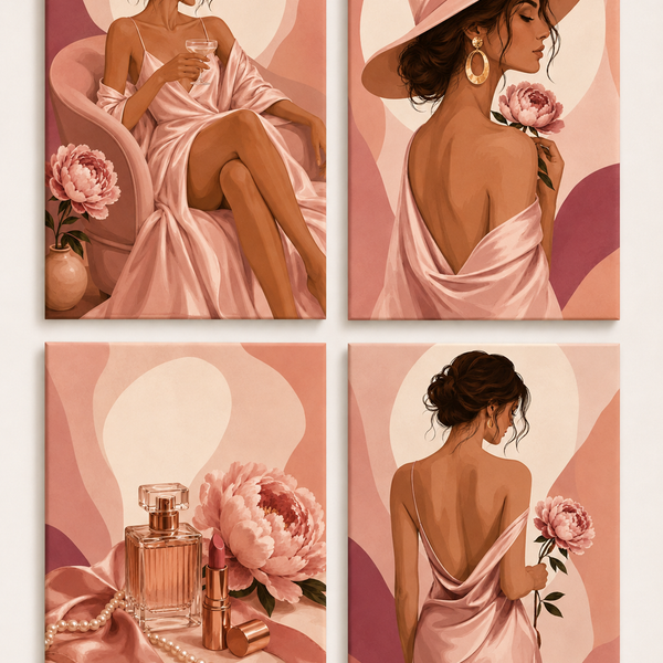 Rose Elegance 4er SET - Mini Malen nach Zahlen