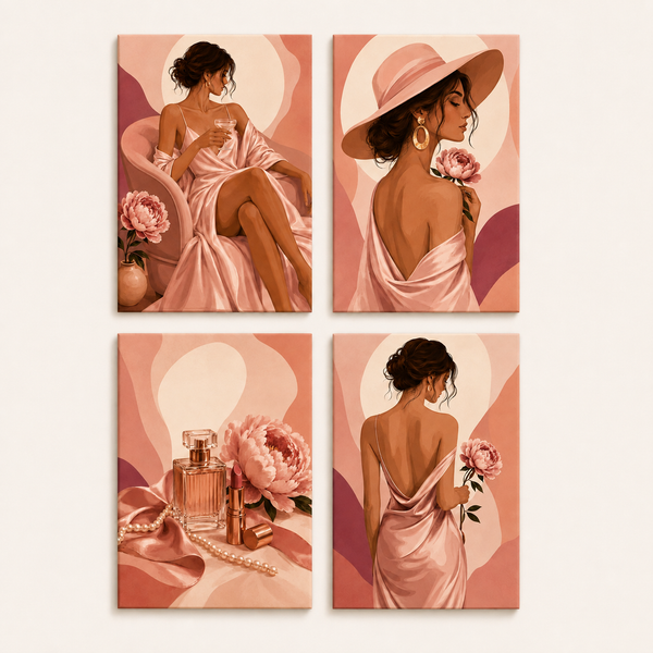 Rose Elegance 4er SET - Mini Malen nach Zahlen