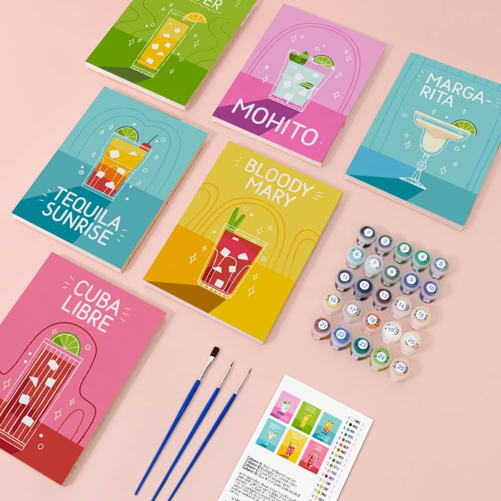 Happy Hour 6er SET - Mini Malen nach Zahlen