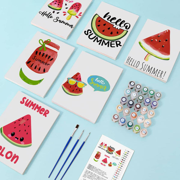 Wassermelone 6er SET - Mini Malen nach Zahlen