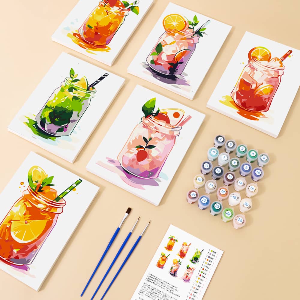 Sommermix 6er SET - Mini Malen nach Zahlen