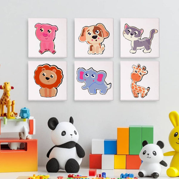 Happy Animals 6er SET - Mini Malen nach Zahlen