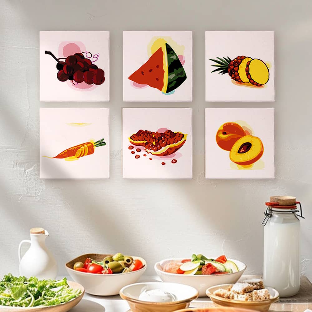 Früchte 6er SET - Mini Malen nach Zahlen