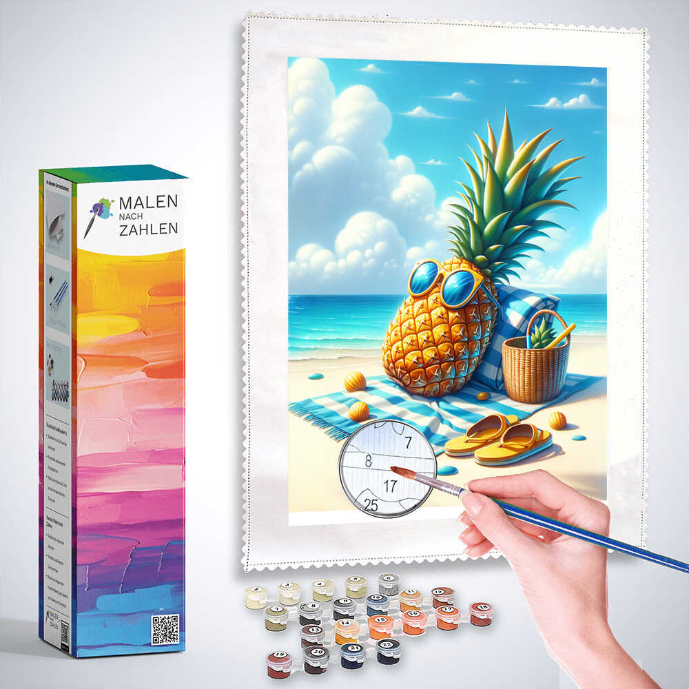 Malen nach Zahlen - Ananas macht Urlaub