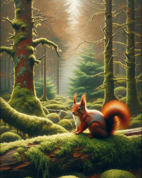 Malen nach Zahlen - Eichhörnchen auf Moos