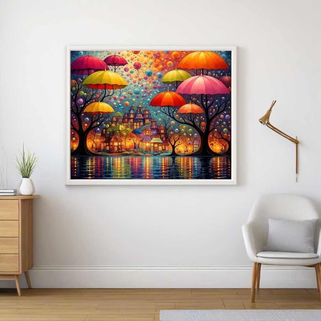 Malen nach Zahlen - Magische Regenschirme der Fantasie