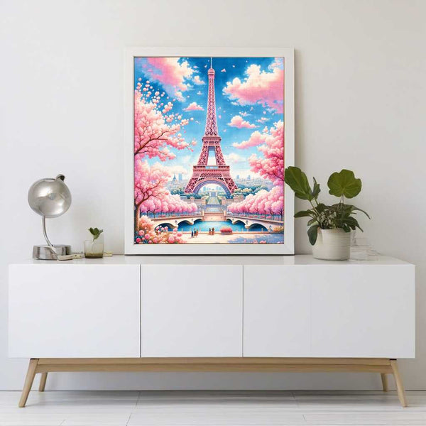 Malen nach Zahlen - Eiffelturm in Rosenblütenpracht