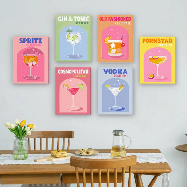 Lieblings Cocktail 6er SET - Mini Malen nach Zahlen