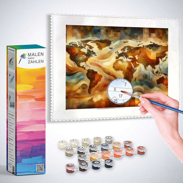 Weltkarte  – Malen nach Zahlen