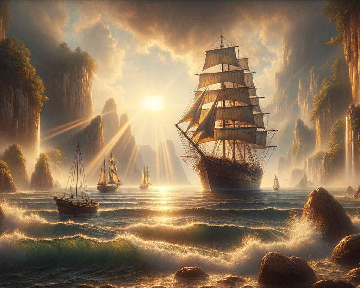 Schiffe, Bucht - Malen nach Zahlen