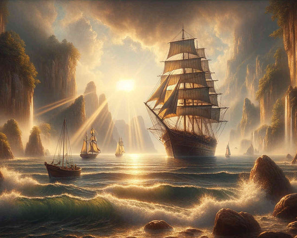 Schiffe, Bucht - Malen nach Zahlen