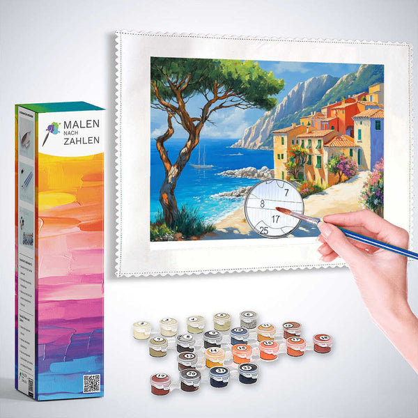 Malen nach Zahlen - Mediterrane Idylle mit Blumenpfad