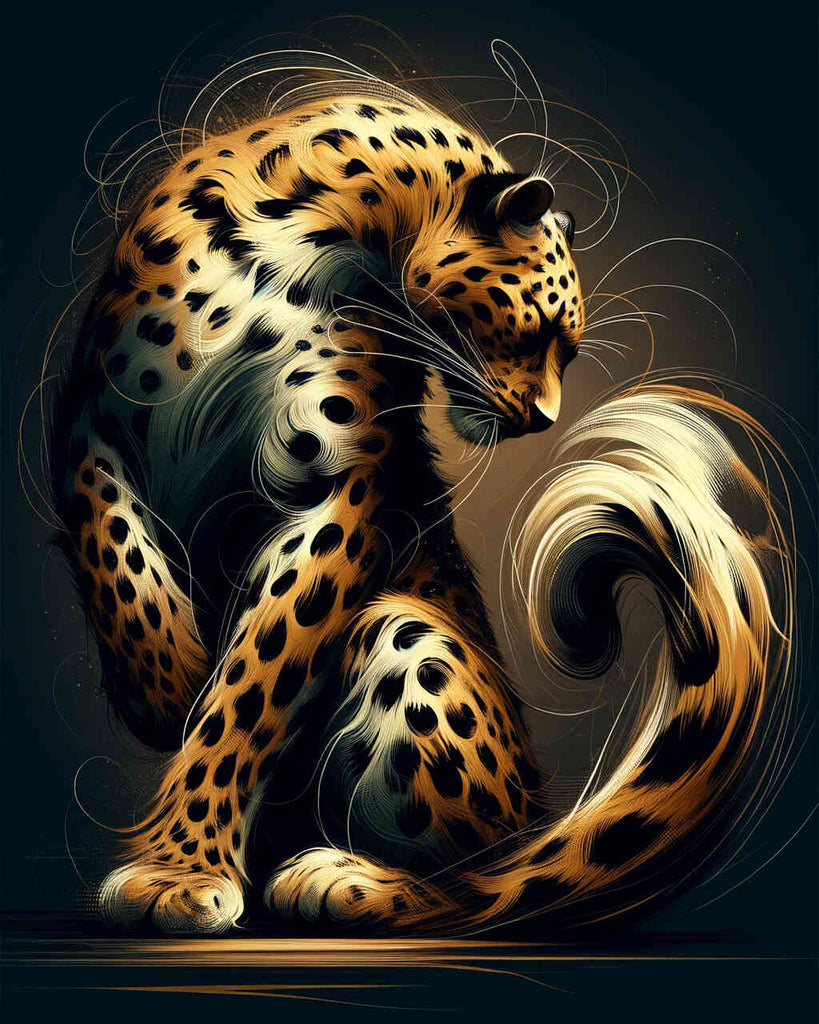 Leopard putzt sich – Malen nach Zahlen