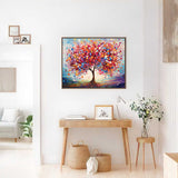 Malen nach Zahlen - Lebensbaum der Farbenfreude abstraktes Gemälde, ausdrucksstarker Baum in bunten Farben, verleiht dem Raum Wärme und Energie