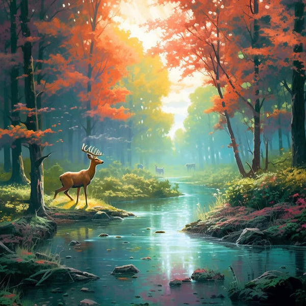 Wald, Rehe - Malen nach Zahlen