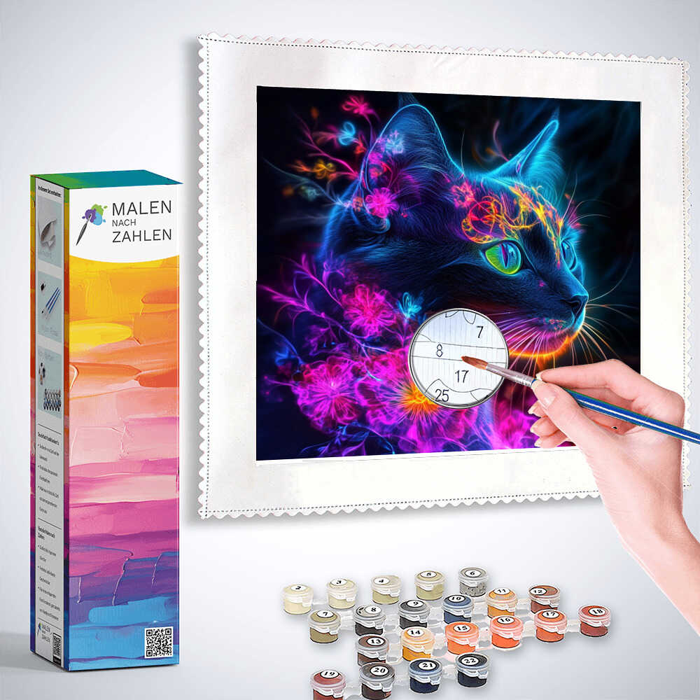 Malen nach Zahlen - Leuchtende Mystik, Katze