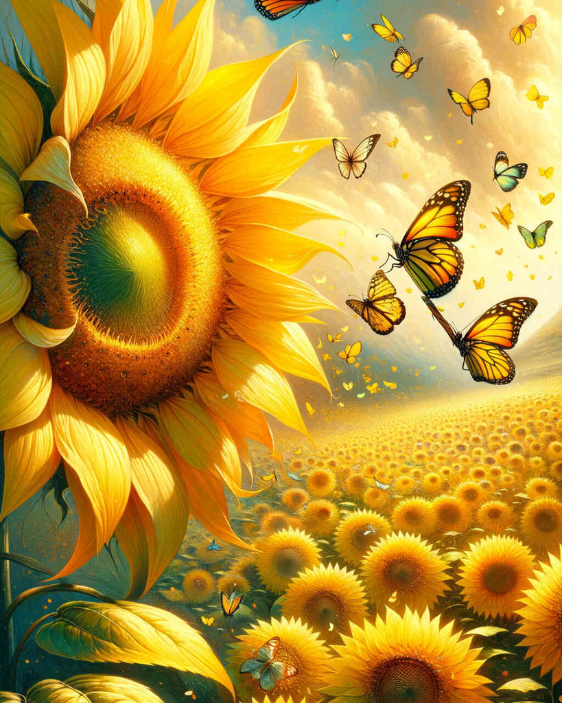 Malen nach Zahlen - Sonnenblume Schmetterling