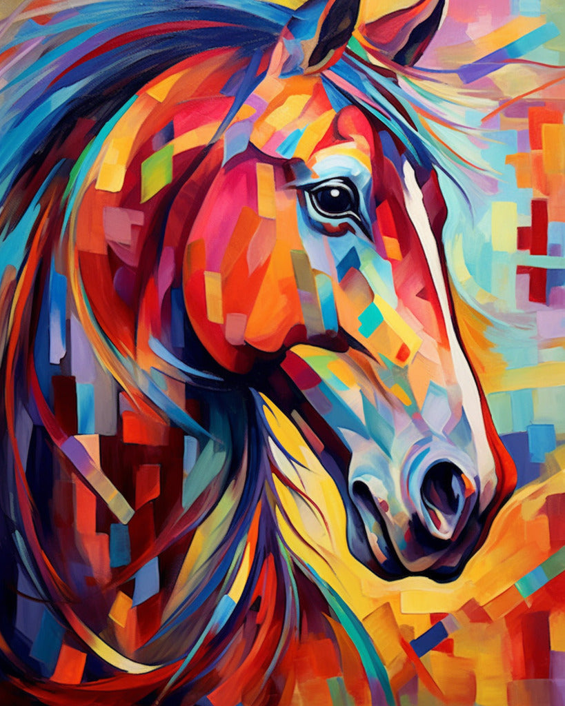 Pferd, Bunte Farben - Malen nach Zahlen