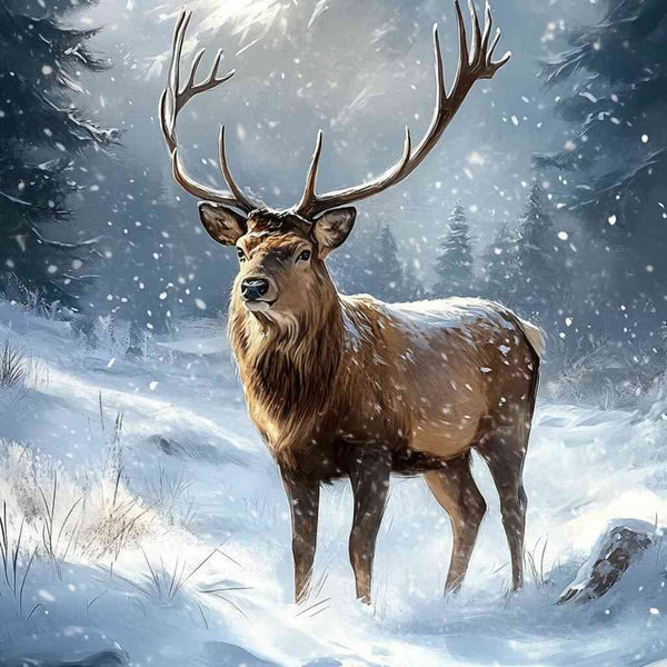 Malen nach Zahlen - Hirsch im Schnee