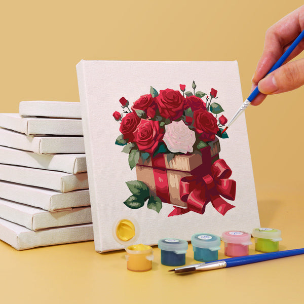 Rote Rosen 6er SET - Mini Malen nach Zahlen