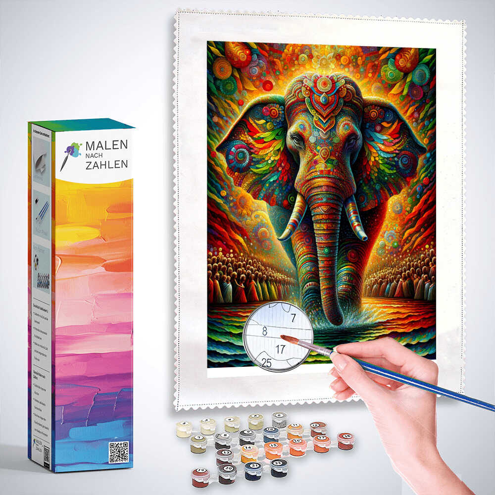 Indischer Elefant – Malen nach Zahlen