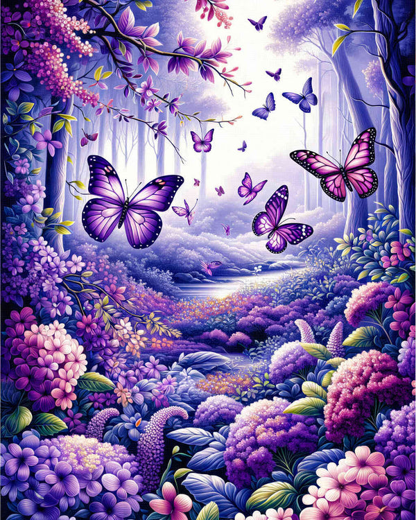 Schmetterling in Lila - Malen nach Zahlen