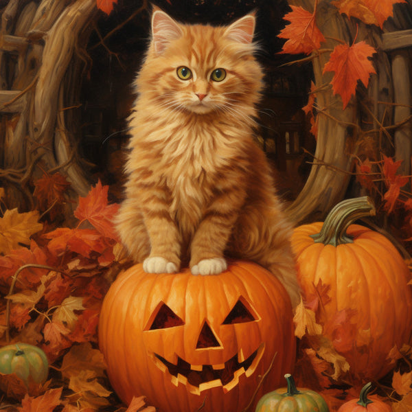 Malen nach Zahlen - Katze in Kürbis, Halloween