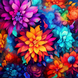 Kaleidoskopartiges Blumenmeer in lebendigen Farben, Malen nach Zahlen - Farbenrausch der Gefühle, expressionistisches Kunstwerk