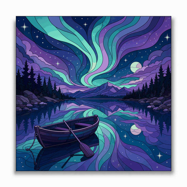 Malen nach Zahlen - Nordlichtzauber – Stille Nacht am See