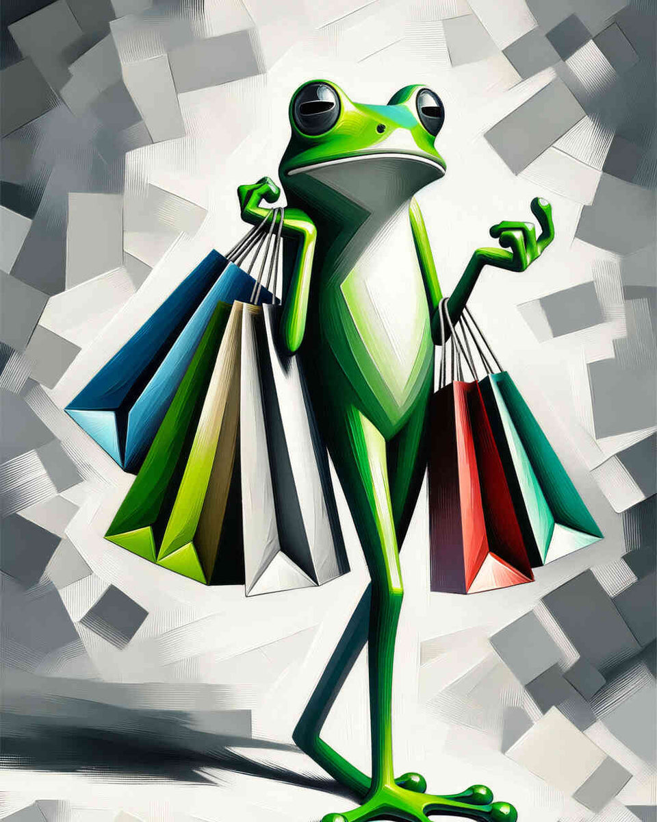 Frosch mit Taschen – Malen nach Zahlen