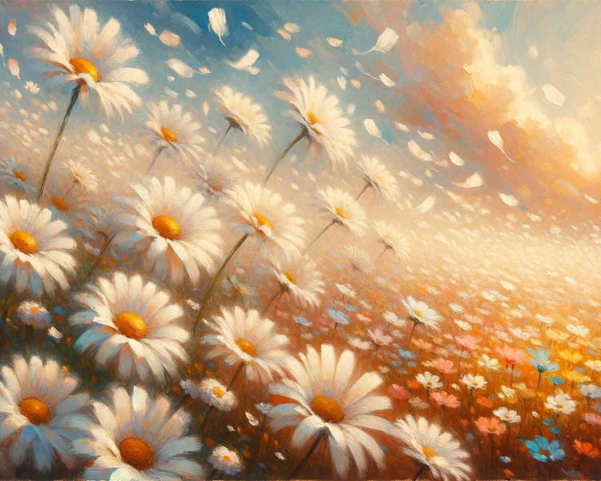 Margeriten, Wiese - Malen nach Zahlen