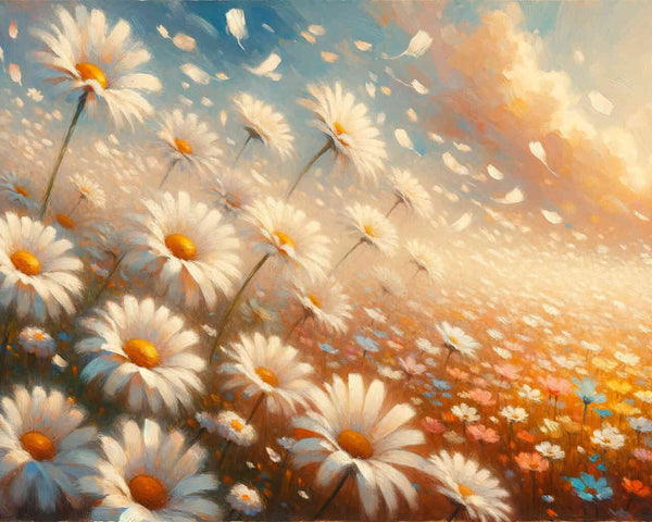 Margeriten, Wiese - Malen nach Zahlen