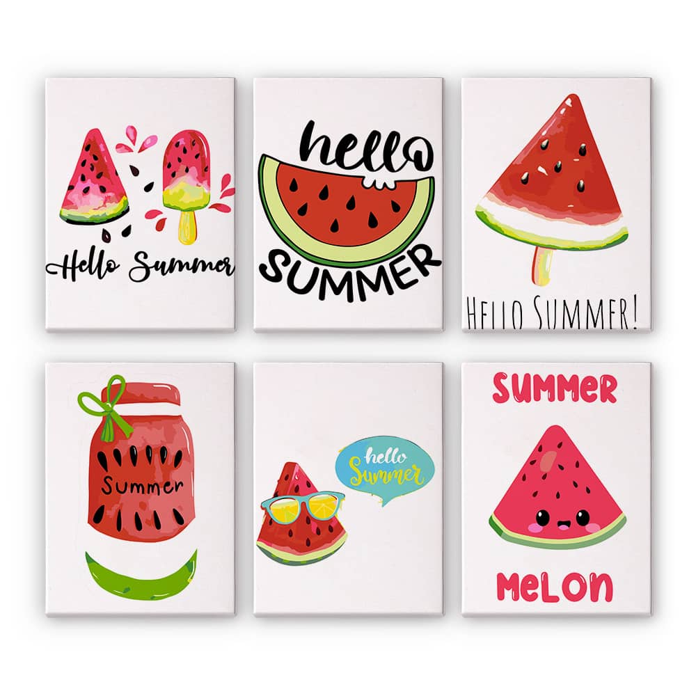 Wassermelone 6er SET - Mini Malen nach Zahlen