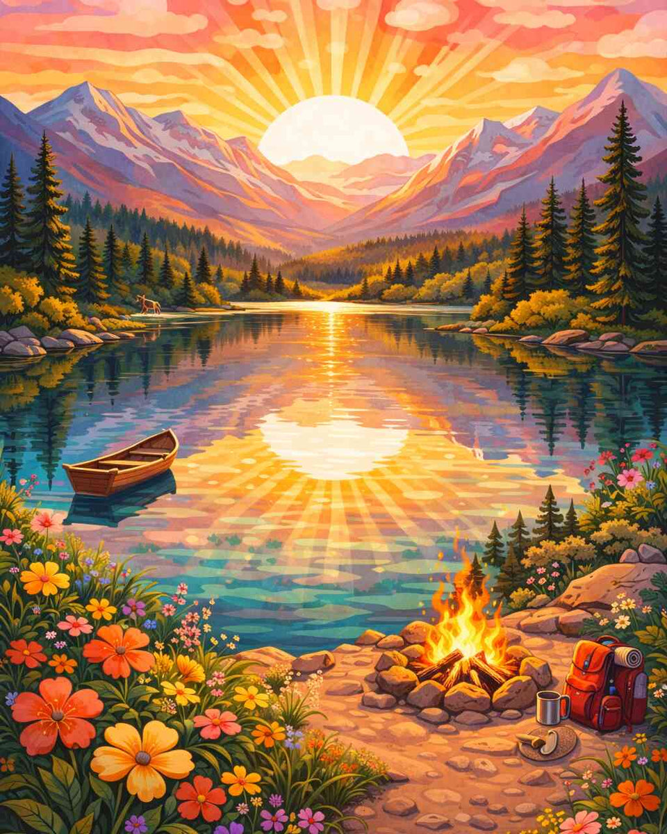 Malen nach Zahlen - Sonnenzauber am See