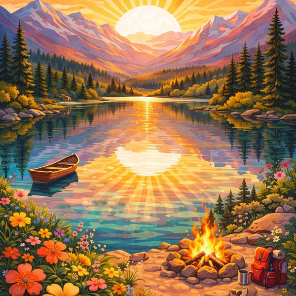 Malen nach Zahlen - Sonnenzauber am See