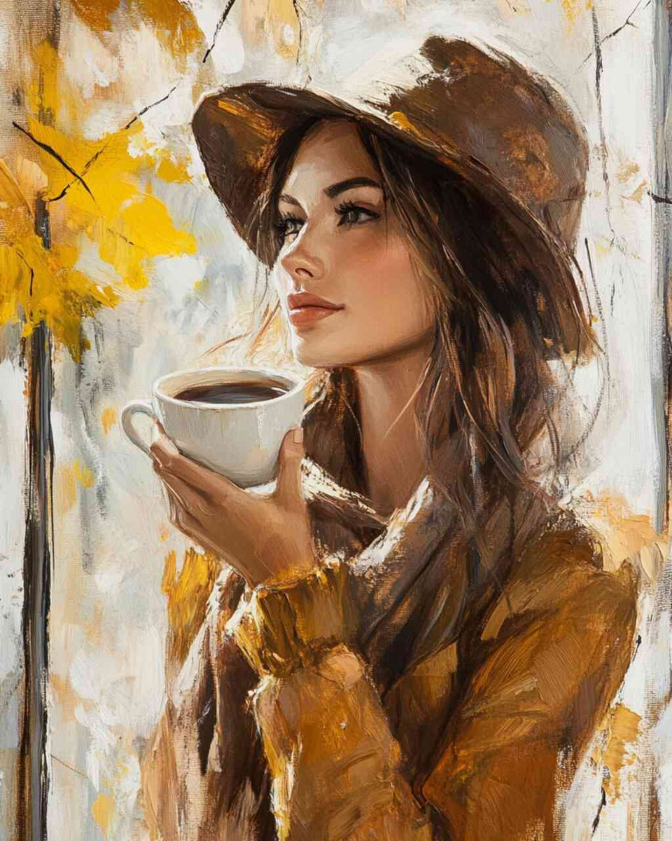 Malen nach Zahlen - Herbstkaffee, Frau