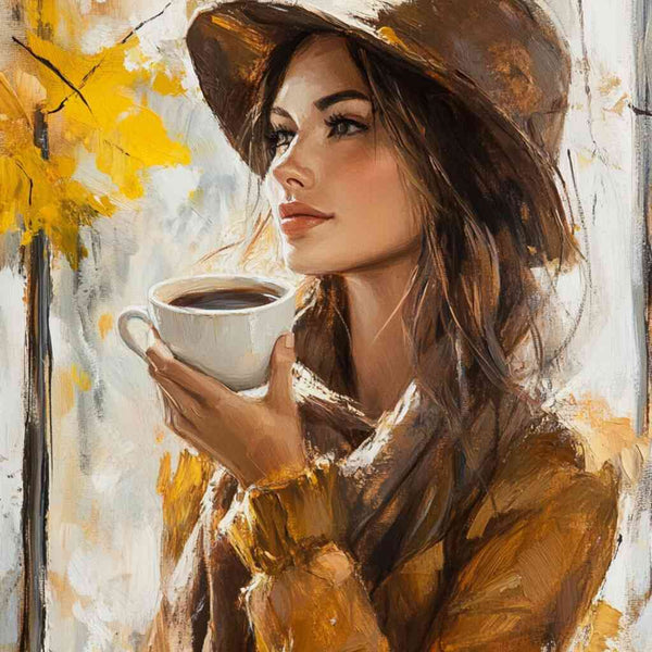 Malen nach Zahlen - Herbstkaffee, Frau