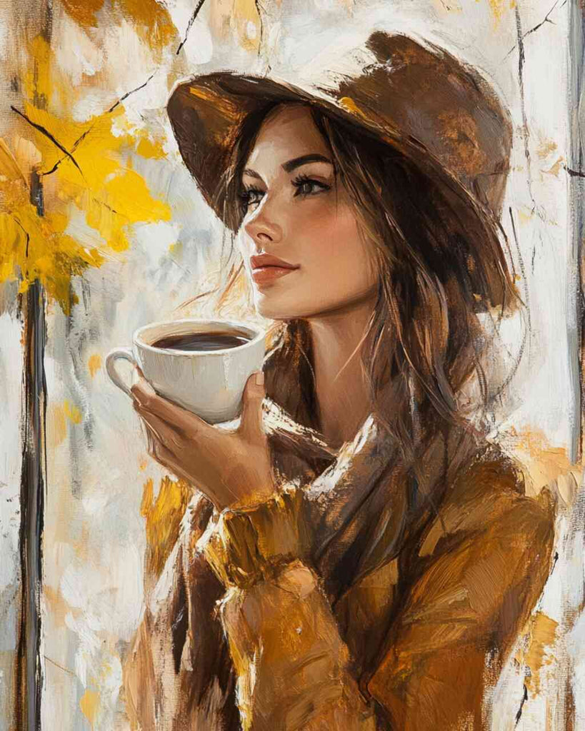 Malen nach Zahlen - Herbstkaffee, Frau