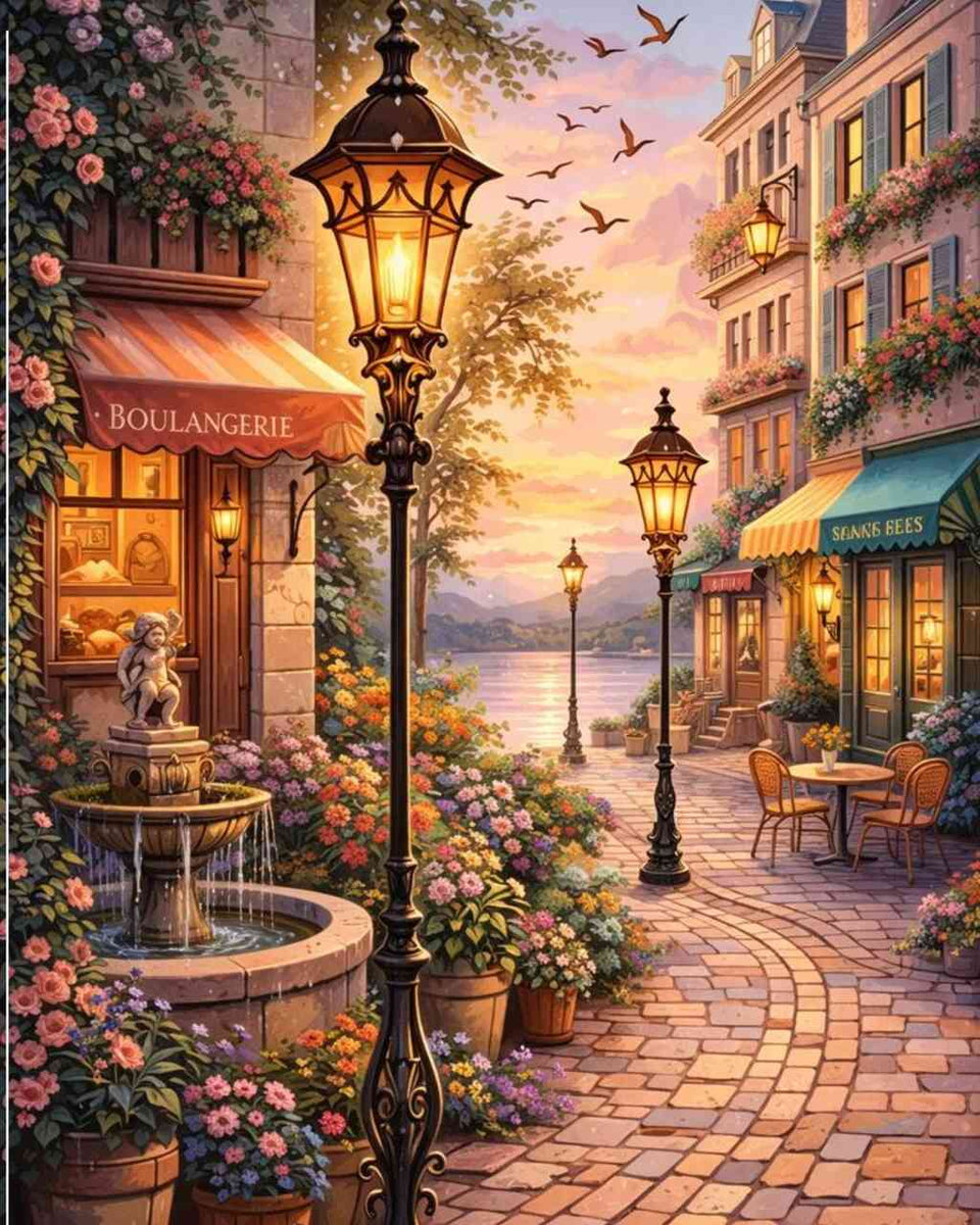 Malen nach Zahlen - Abendzauber am Flussufer