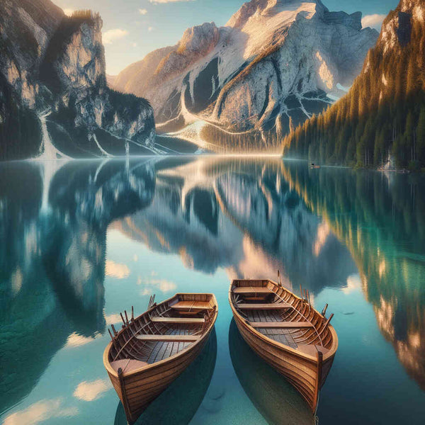 Malen nach Zahlen - Bergsee mit Booten