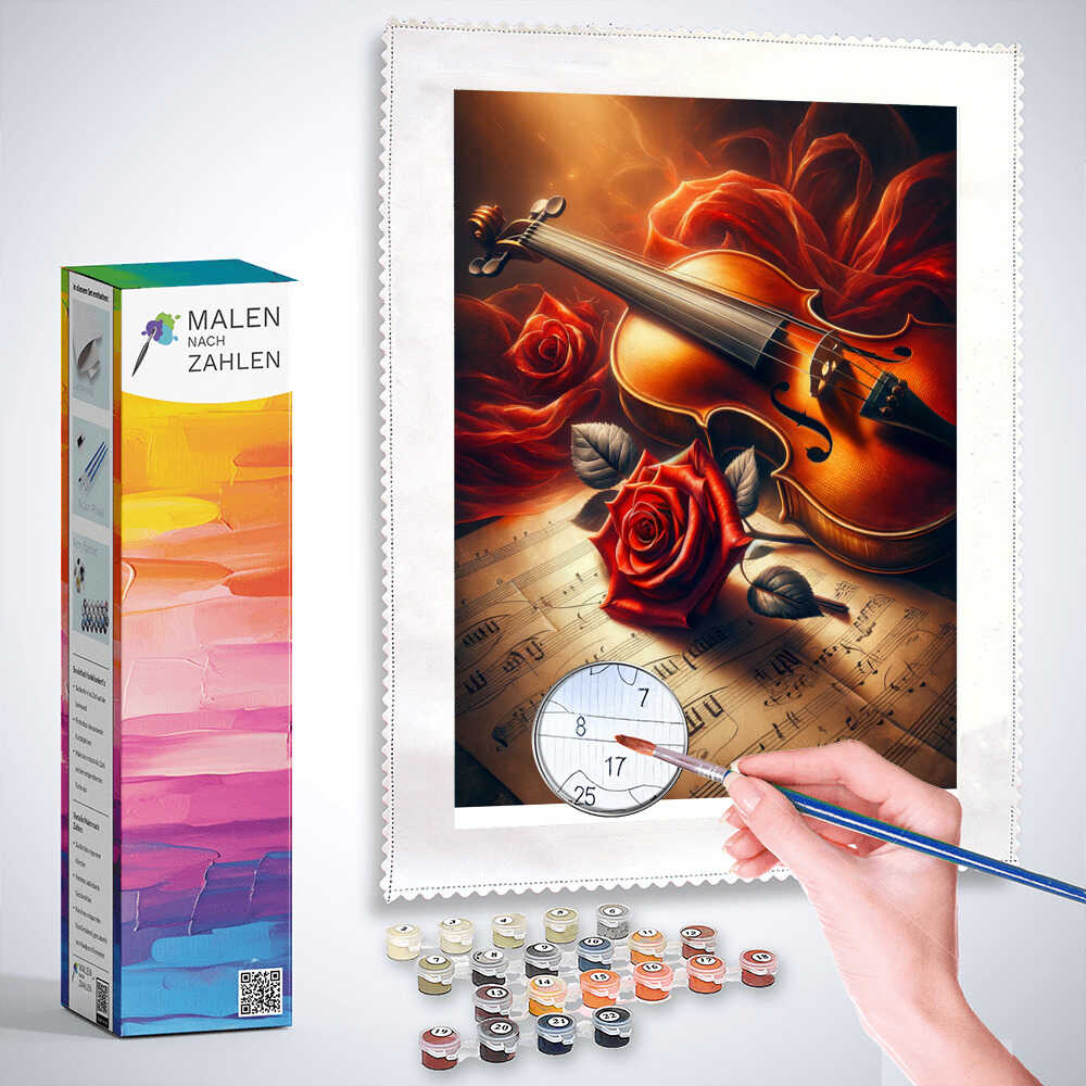 Malen nach Zahlen - Geige mit Rose