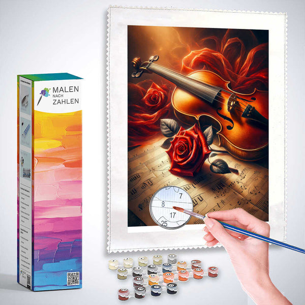 Malen nach Zahlen - Geige mit Rose